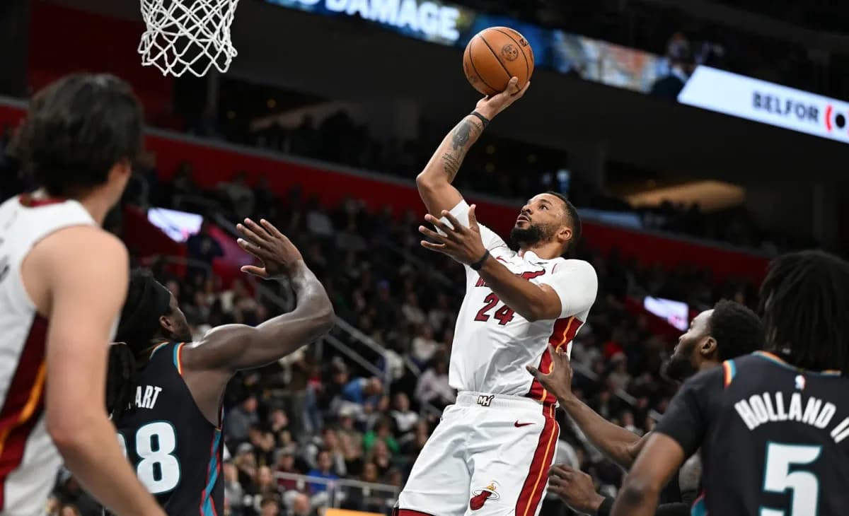 Powell rains seven 3s as Heat beat Pistons